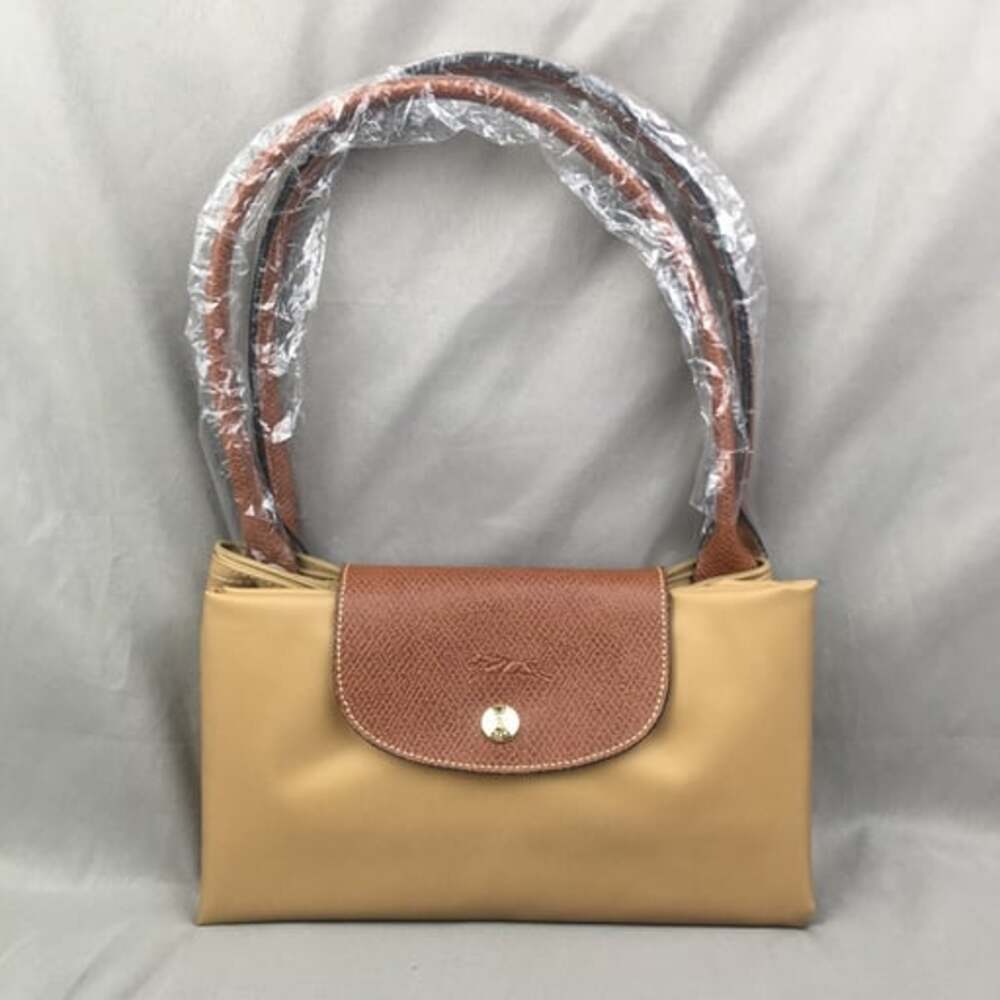 NWT Longchamp Le Pliage Medium Handbag Khaki Canvas Shoulder M - Picture 2 of 9